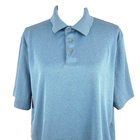 Champion Duo Dry L Men Blue Shortslve Collar Polo - Picture 2 of 8